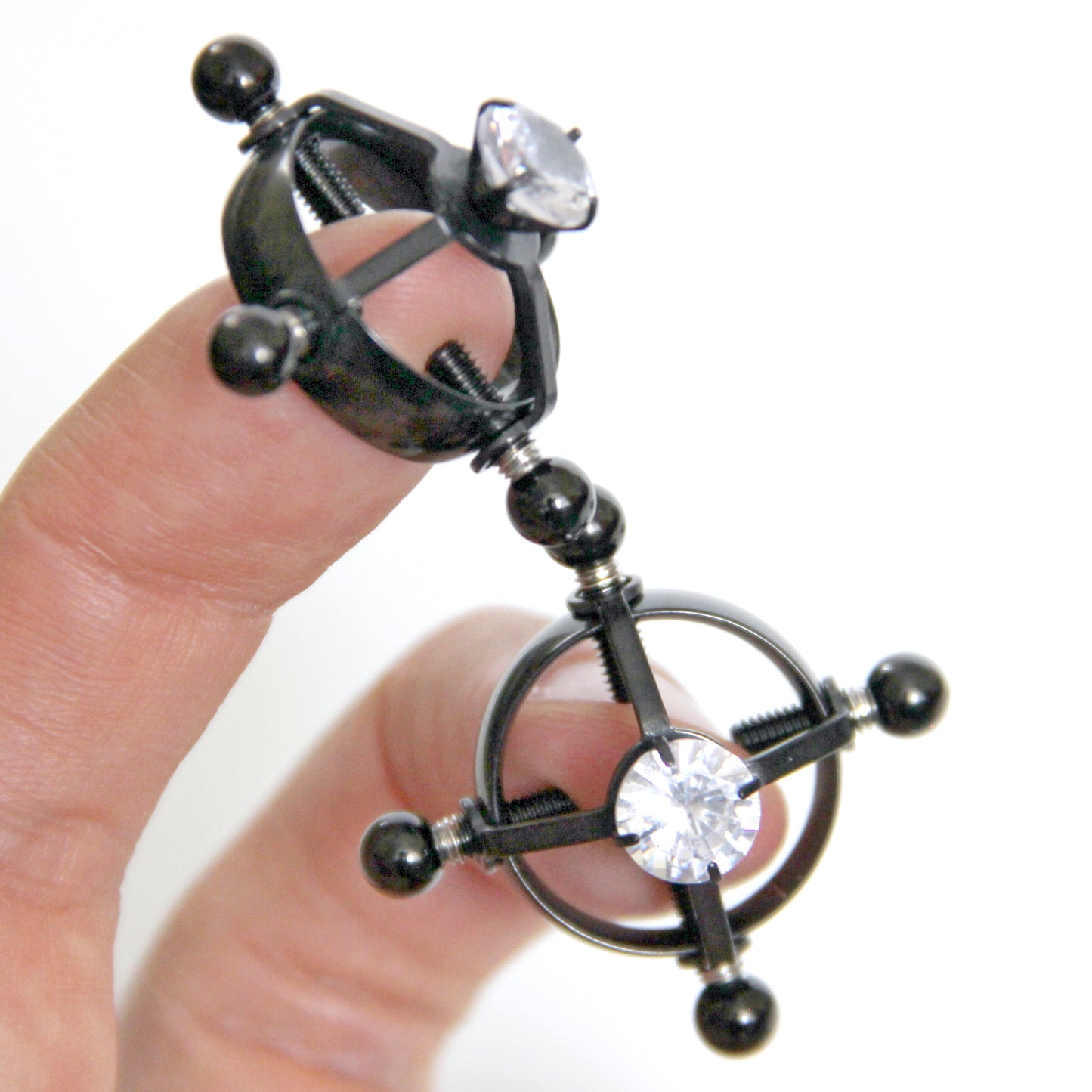 Nipple clamps BDSM jewelry. Non-piercing clamps nipple stainless steel gift. Body sensory toys. Screw black ring. Breast clamp slave clips