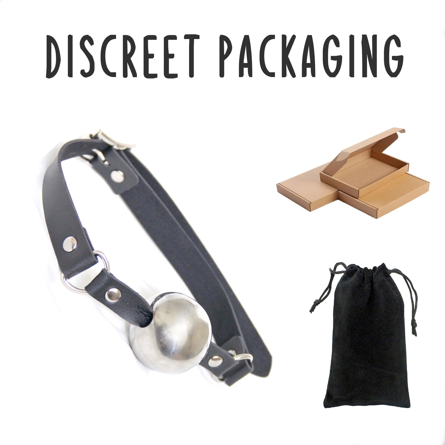 Custom Leather Ball Gag – Vegan BDSM Mouth Gag with Stainless Steel. Adjustable Fetish Bondage Toy