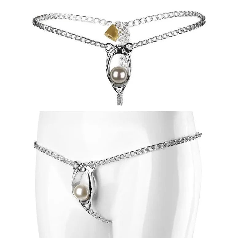 Clitoral exciter sexy labia jewelry. Woman erotic toy urethral lock. Gifts for her orb G-String. Underwear vaginal pearl metal panties