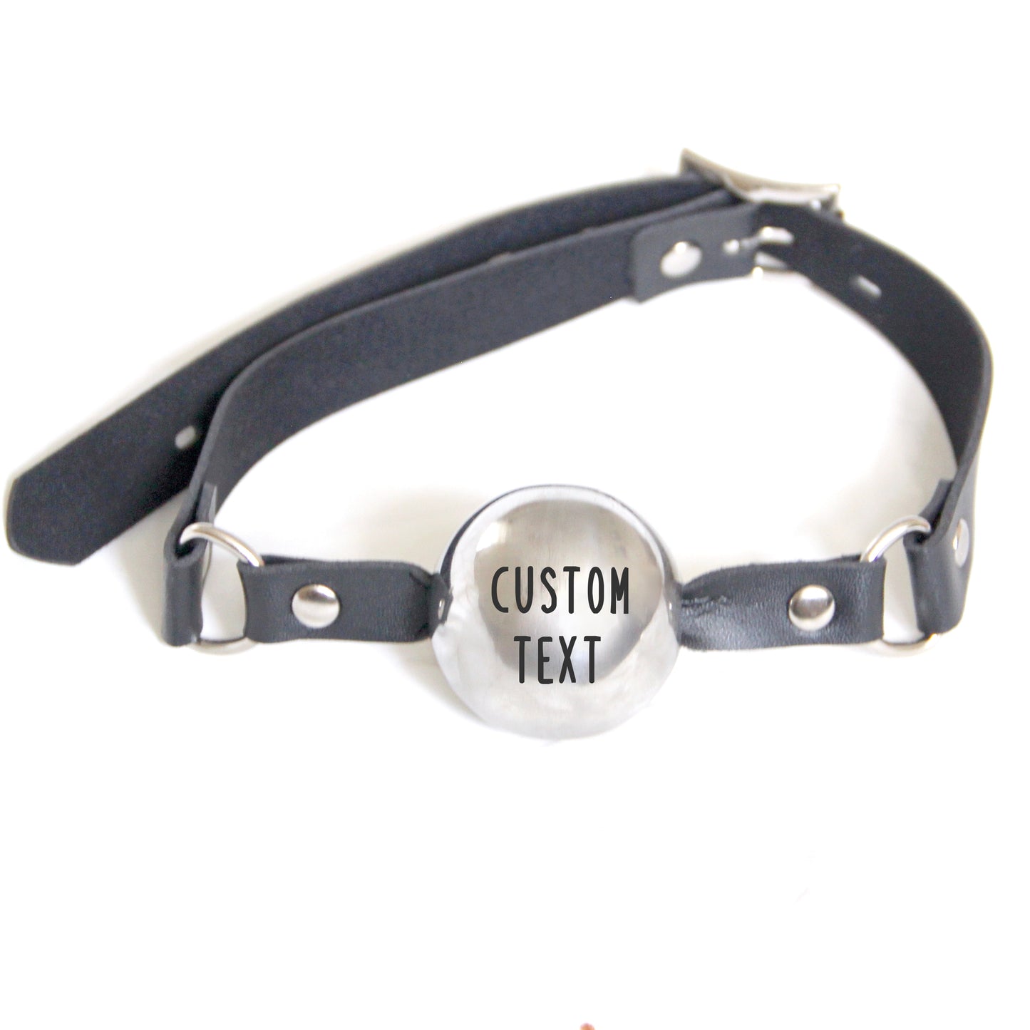 Custom Leather Ball Gag – Vegan BDSM Mouth Gag with Stainless Steel. Adjustable Fetish Bondage Toy