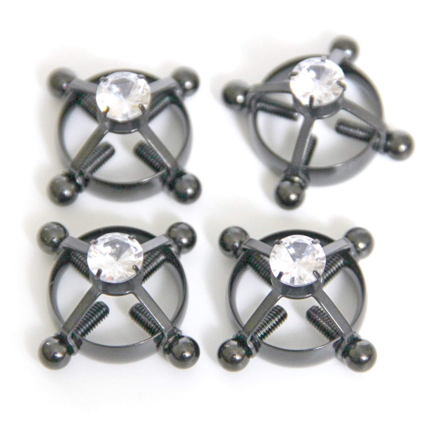 Nipple clamps BDSM jewelry. Non-piercing clamps nipple stainless steel gift. Body sensory toys. Screw black ring. Breast clamp slave clips