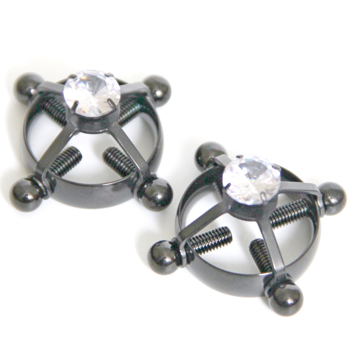 Nipple clamps BDSM jewelry. Non-piercing clamps nipple stainless steel gift. Body sensory toys. Screw black ring. Breast clamp slave clips