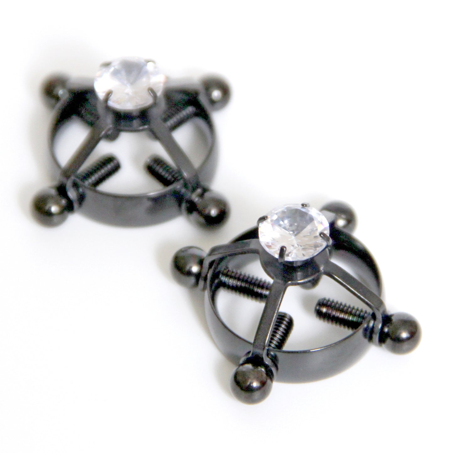 Nipple clamps BDSM jewelry. Non-piercing clamps nipple stainless steel gift. Body sensory toys. Screw black ring. Breast clamp slave clips