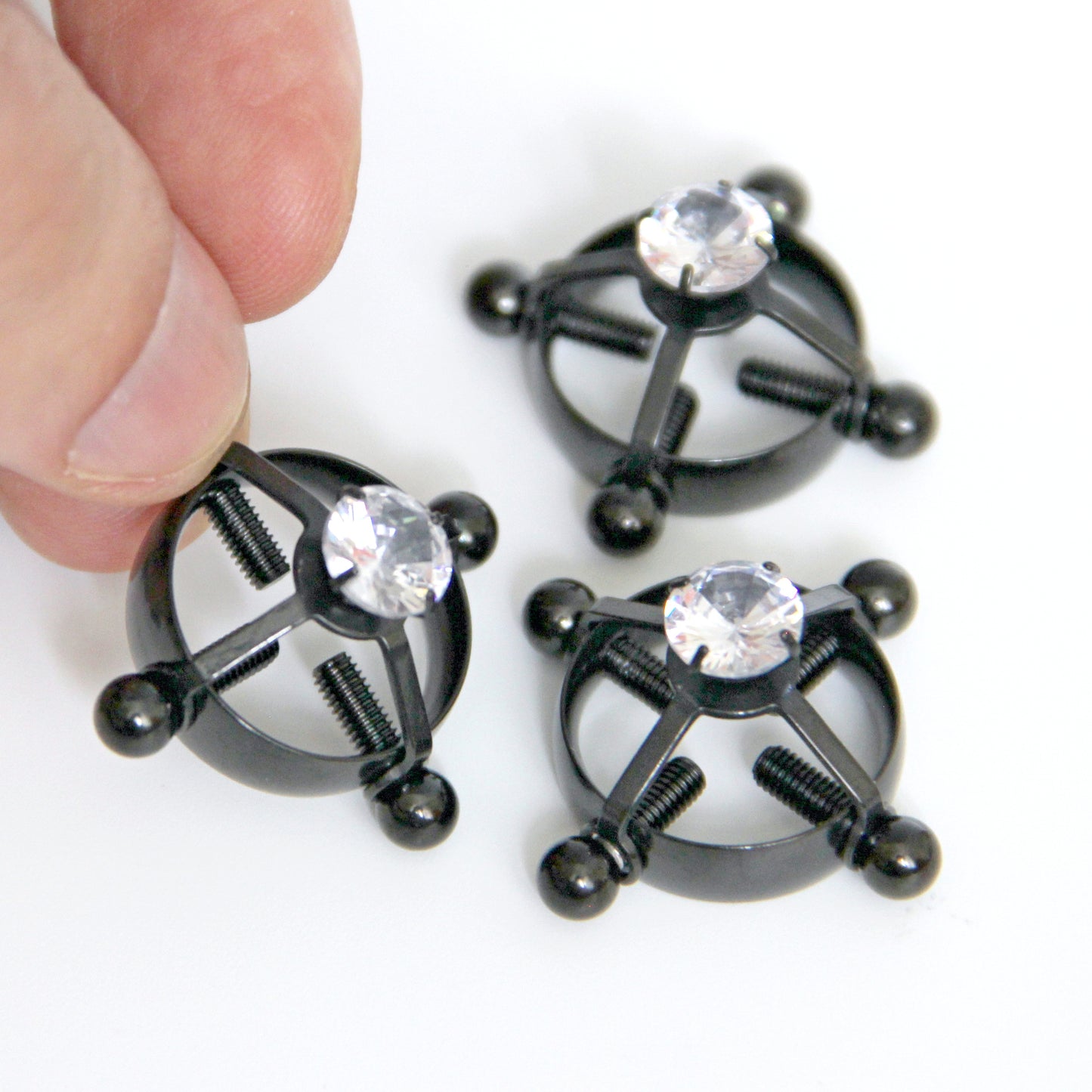 Nipple clamps BDSM jewelry. Non-piercing clamps nipple stainless steel gift. Body sensory toys. Screw black ring. Breast clamp slave clips