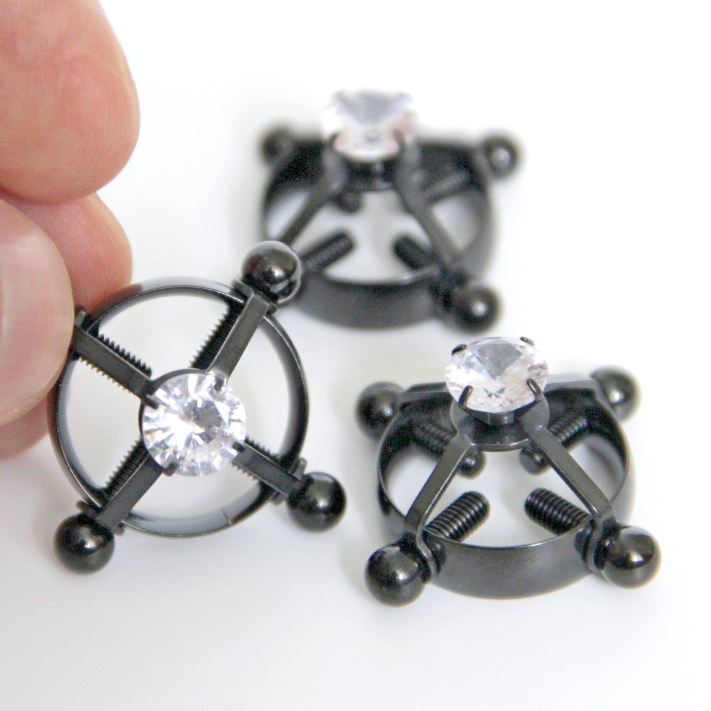 Nipple clamps BDSM jewelry. Non-piercing clamps nipple stainless steel gift. Body sensory toys. Screw black ring. Breast clamp slave clips