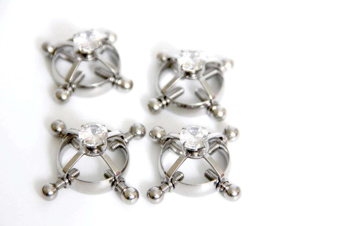 Nipple clamps BDSM jewelry. Non-piercing clamps nipple stainless steel gift. Body sensory toys. Screw steel silver ring. Breast clamp slave clips