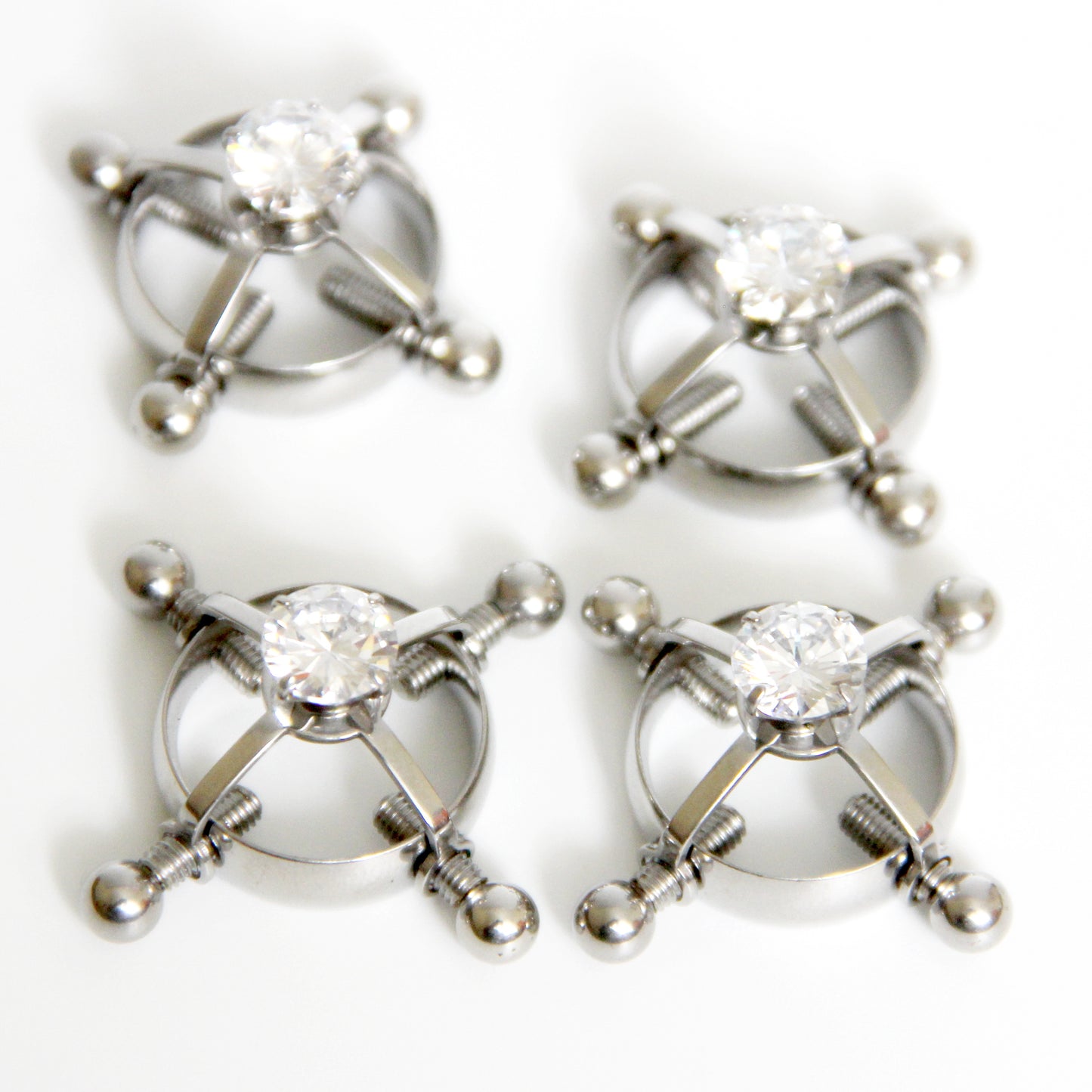 Nipple clamps BDSM jewelry. Non-piercing clamps nipple stainless steel gift. Body sensory toys. Screw steel silver ring. Breast clamp slave clips