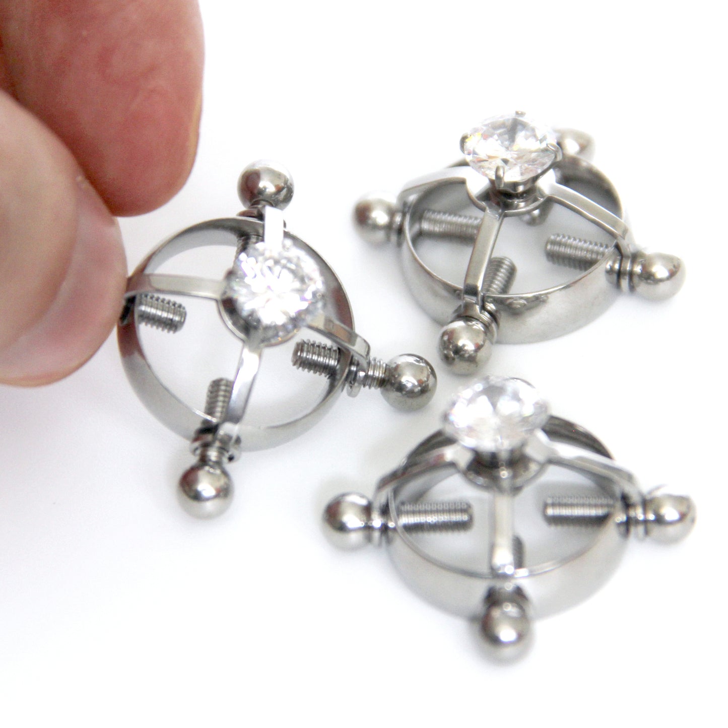 Nipple clamps BDSM jewelry. Non-piercing clamps nipple stainless steel gift. Body sensory toys. Screw steel silver ring. Breast clamp slave clips