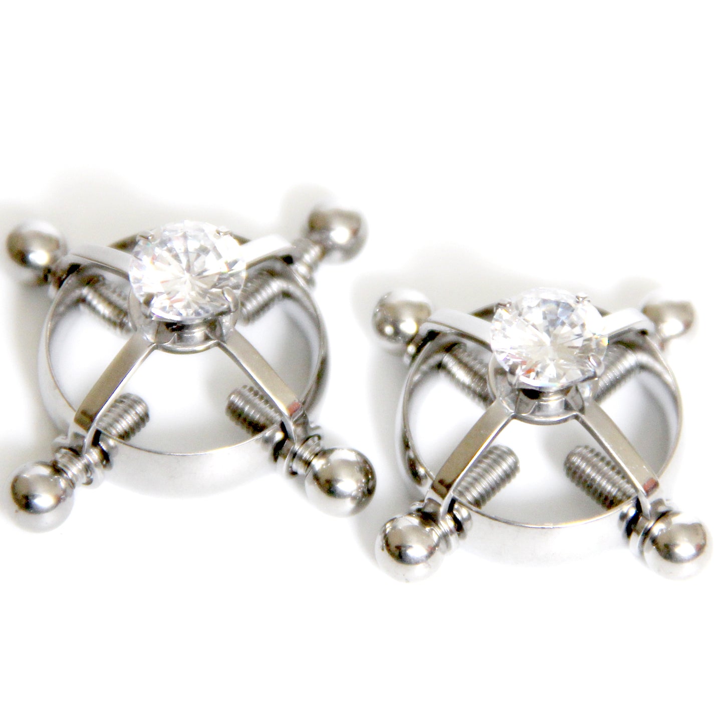 Nipple clamps BDSM jewelry. Non-piercing clamps nipple stainless steel gift. Body sensory toys. Screw steel silver ring. Breast clamp slave clips