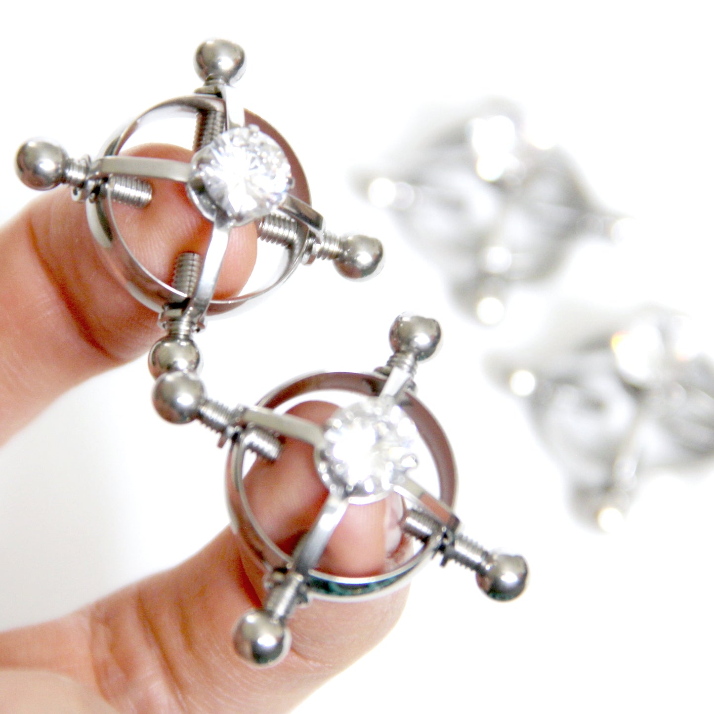 Nipple clamps BDSM jewelry. Non-piercing clamps nipple stainless steel gift. Body sensory toys. Screw steel silver ring. Breast clamp slave clips