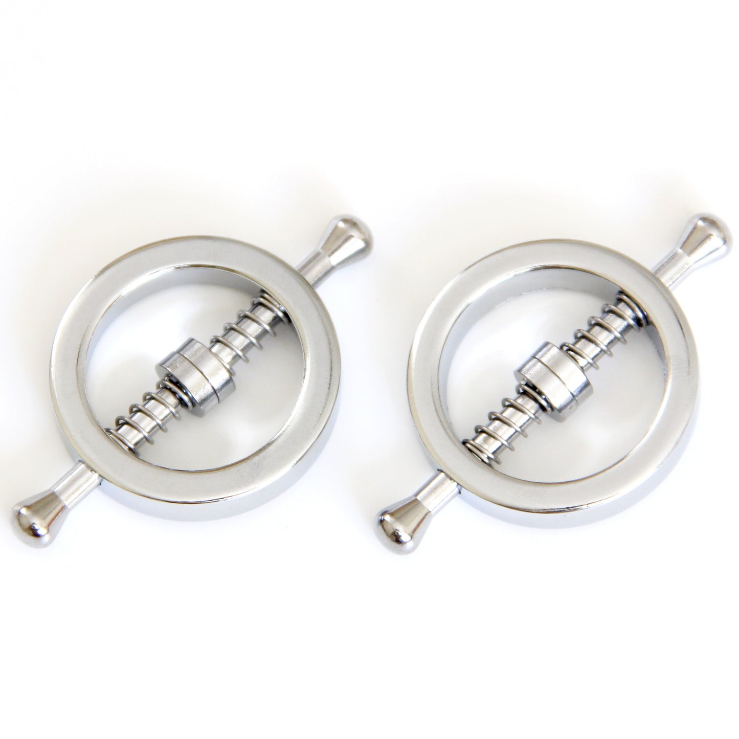 Nipple clamps custom adult toys. Gift for her fetish gear jewelry. Round metal mature BDSM clamps. Engraved personalized nipple rings