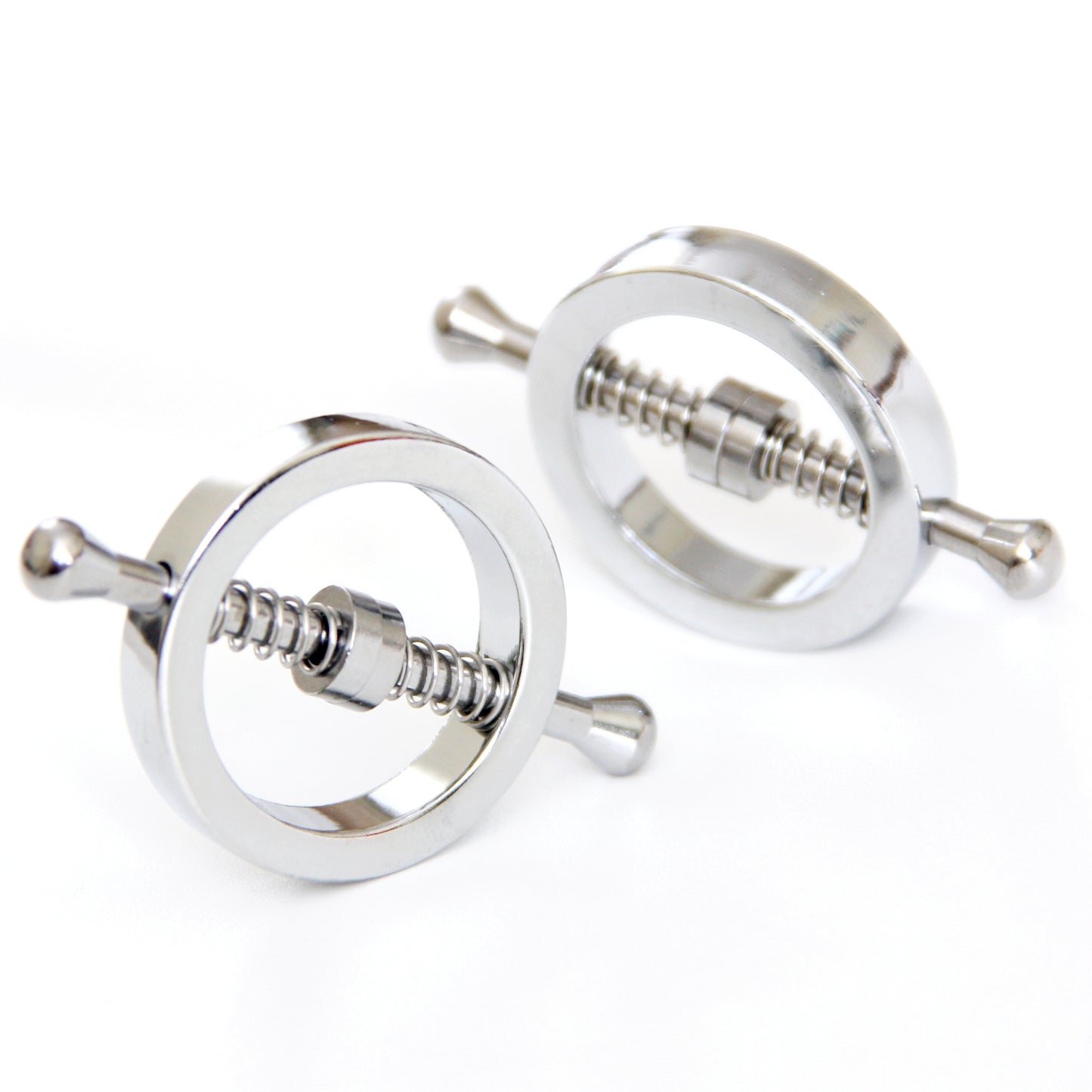 Nipple clamps custom adult toys. Gift for her fetish gear jewelry. Round metal mature BDSM clamps. Engraved personalized nipple rings