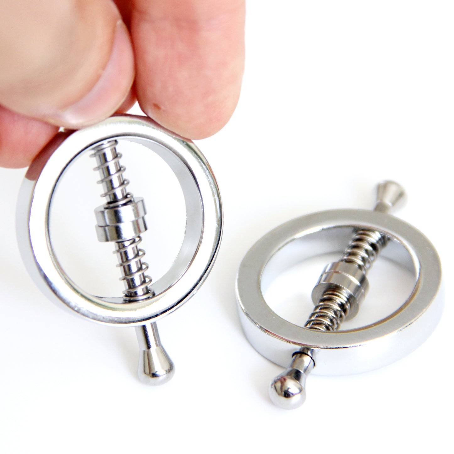 Nipple clamps custom adult toys. Gift for her fetish gear jewelry. Round metal mature BDSM clamps. Engraved personalized nipple rings