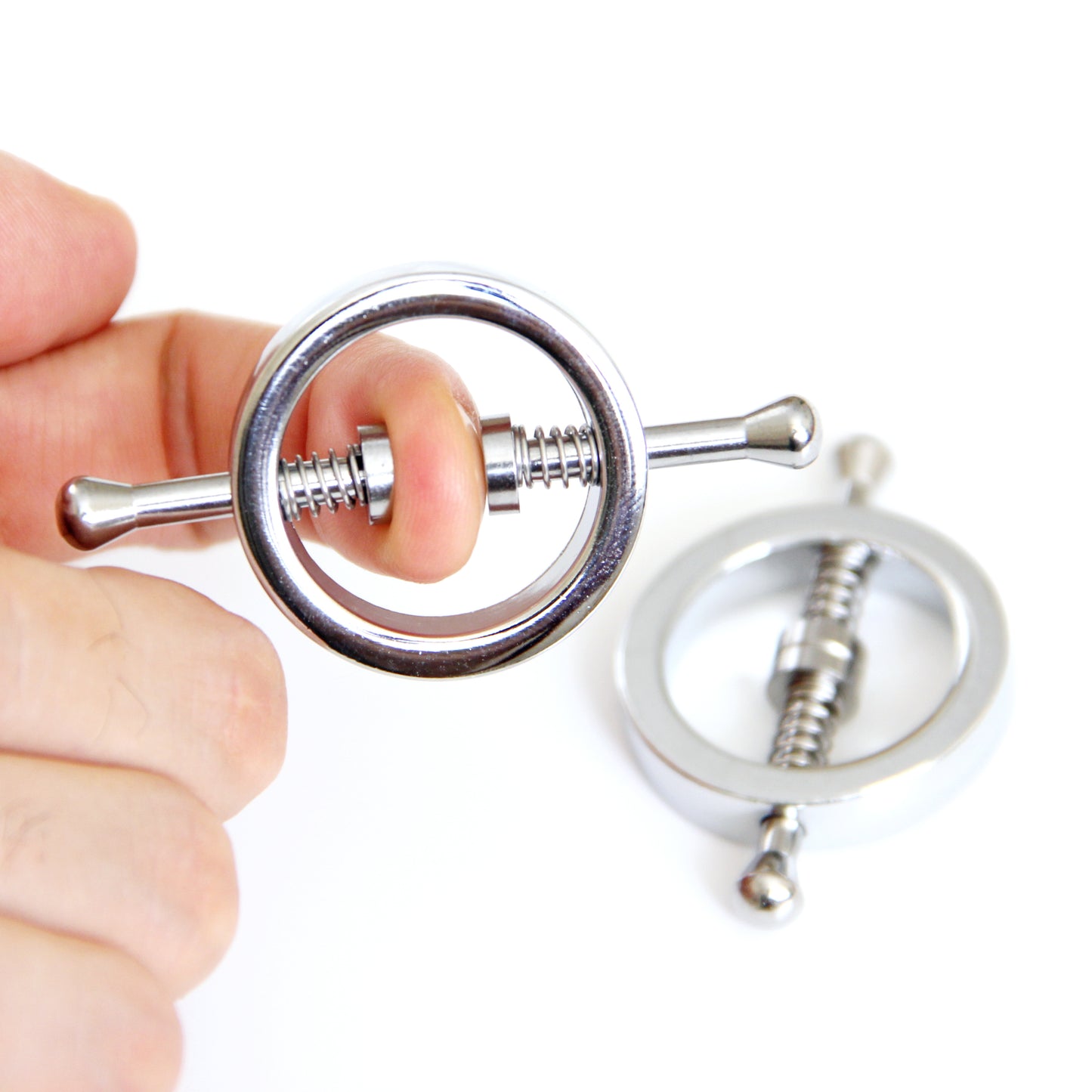 Nipple clamps custom adult toys. Gift for her fetish gear jewelry. Round metal mature BDSM clamps. Engraved personalized nipple rings