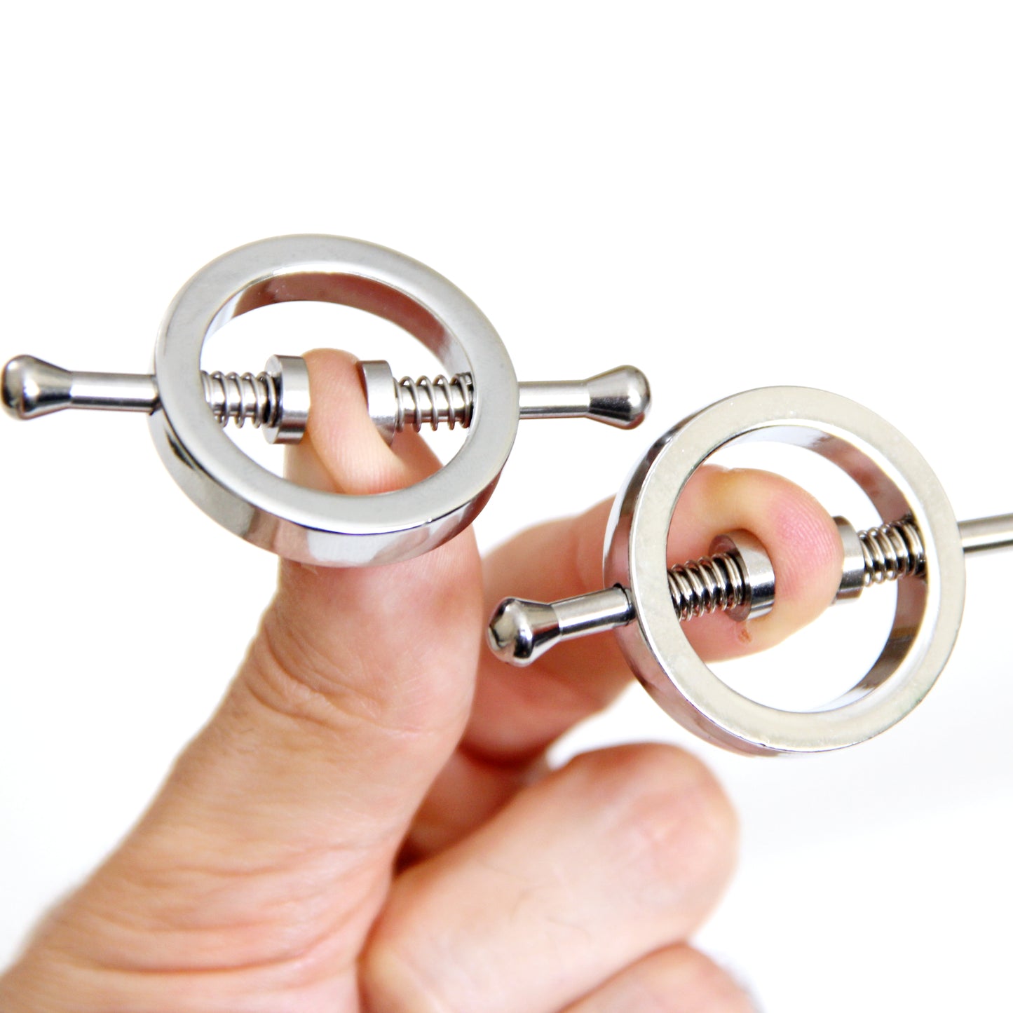 Nipple clamps custom adult toys. Gift for her fetish gear jewelry. Round metal mature BDSM clamps. Engraved personalized nipple rings