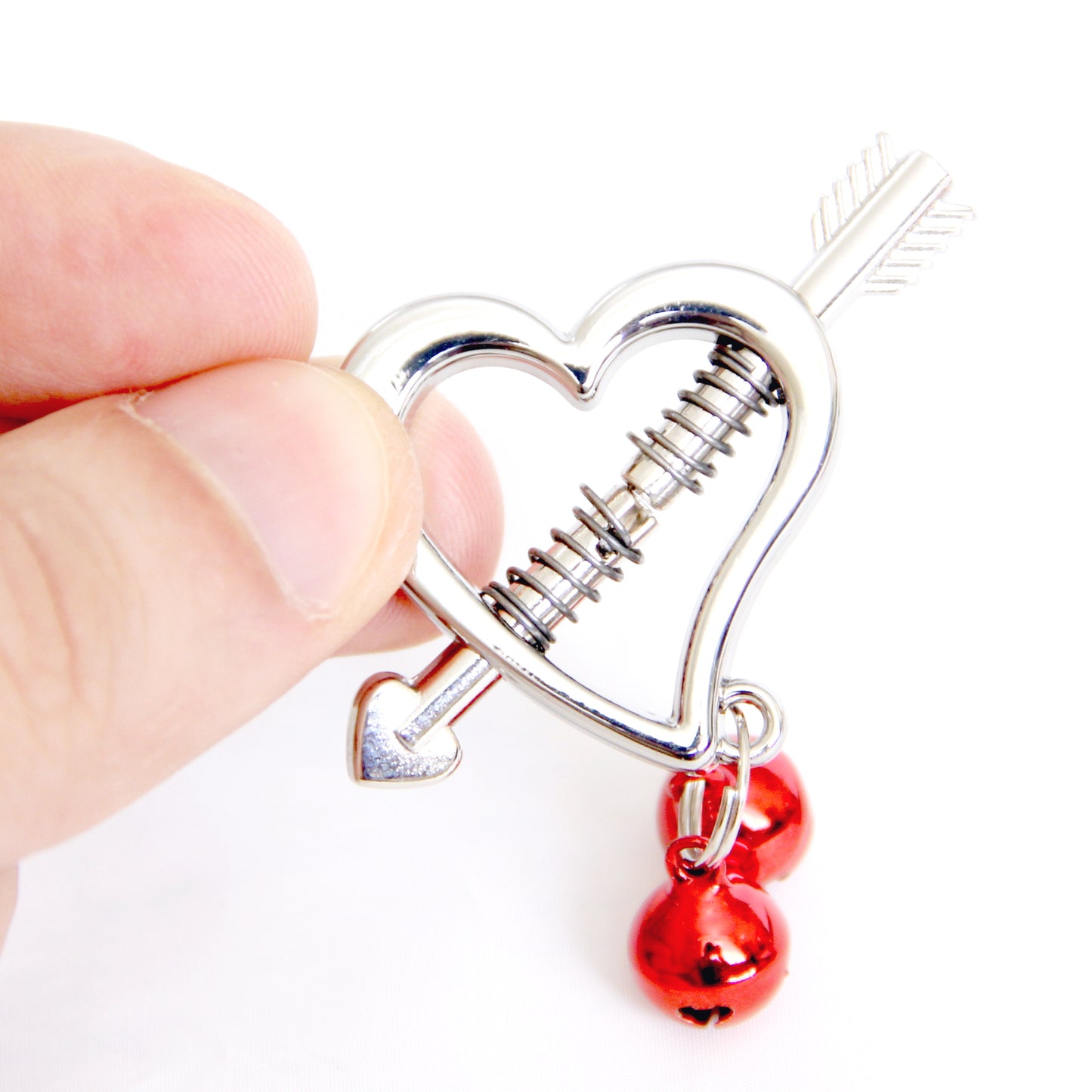 Nipple clamps custom engraved. Nipple jewelry Bdsm breast clips. Sex bells slave gift personalized adult. Metal heart women toys clamps