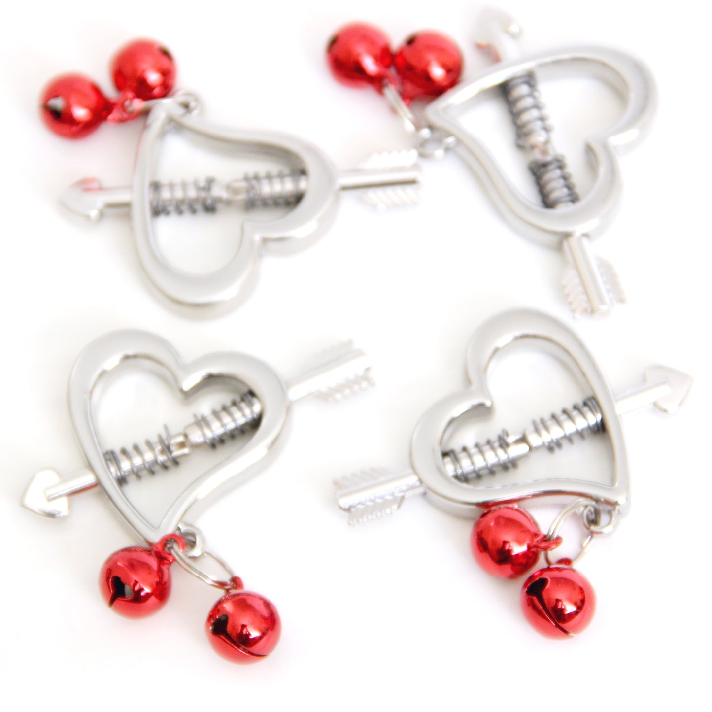 Nipple clamps custom engraved. Nipple jewelry Bdsm breast clips. Sex bells slave gift personalized adult. Metal heart women toys clamps