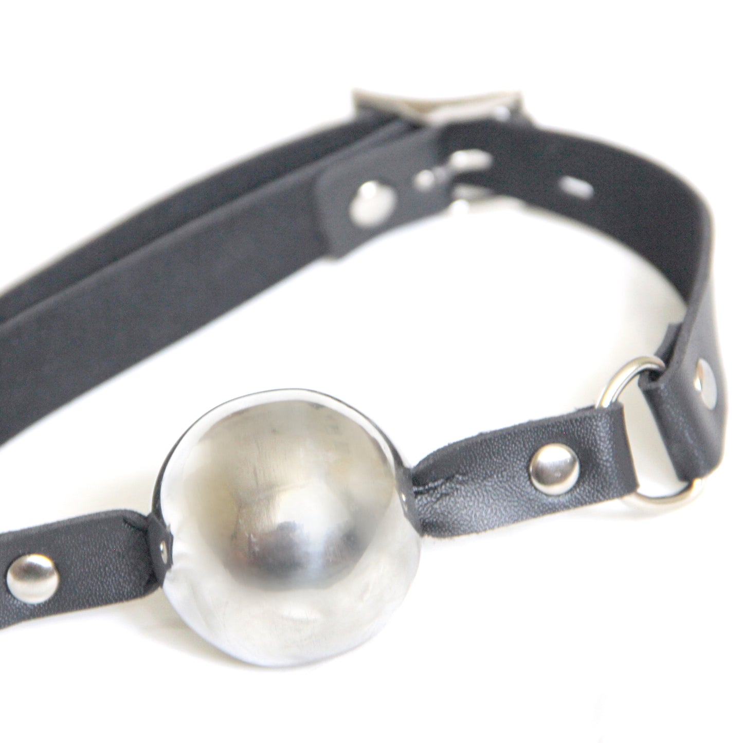 Custom Leather Ball Gag – Vegan BDSM Mouth Gag with Stainless Steel. Adjustable Fetish Bondage Toy
