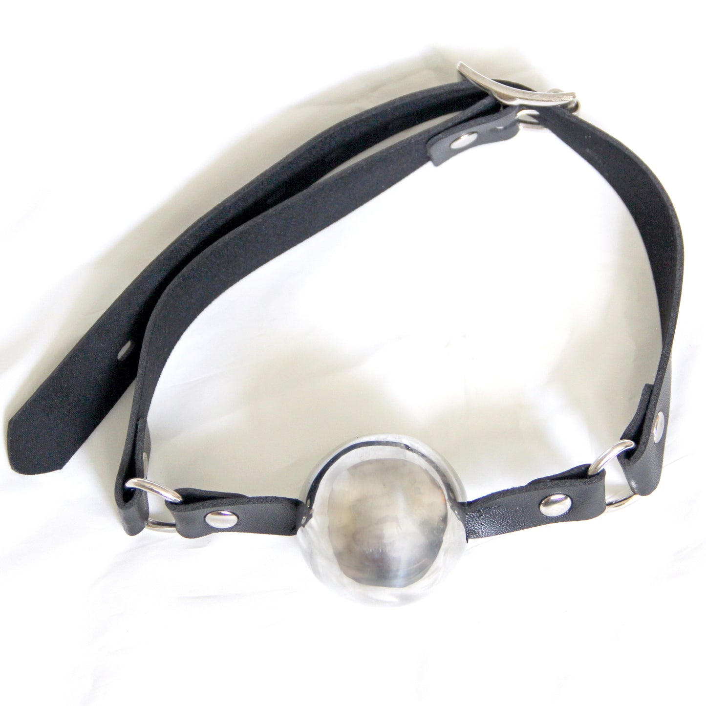 Custom Leather Ball Gag – Vegan BDSM Mouth Gag with Stainless Steel. Adjustable Fetish Bondage Toy
