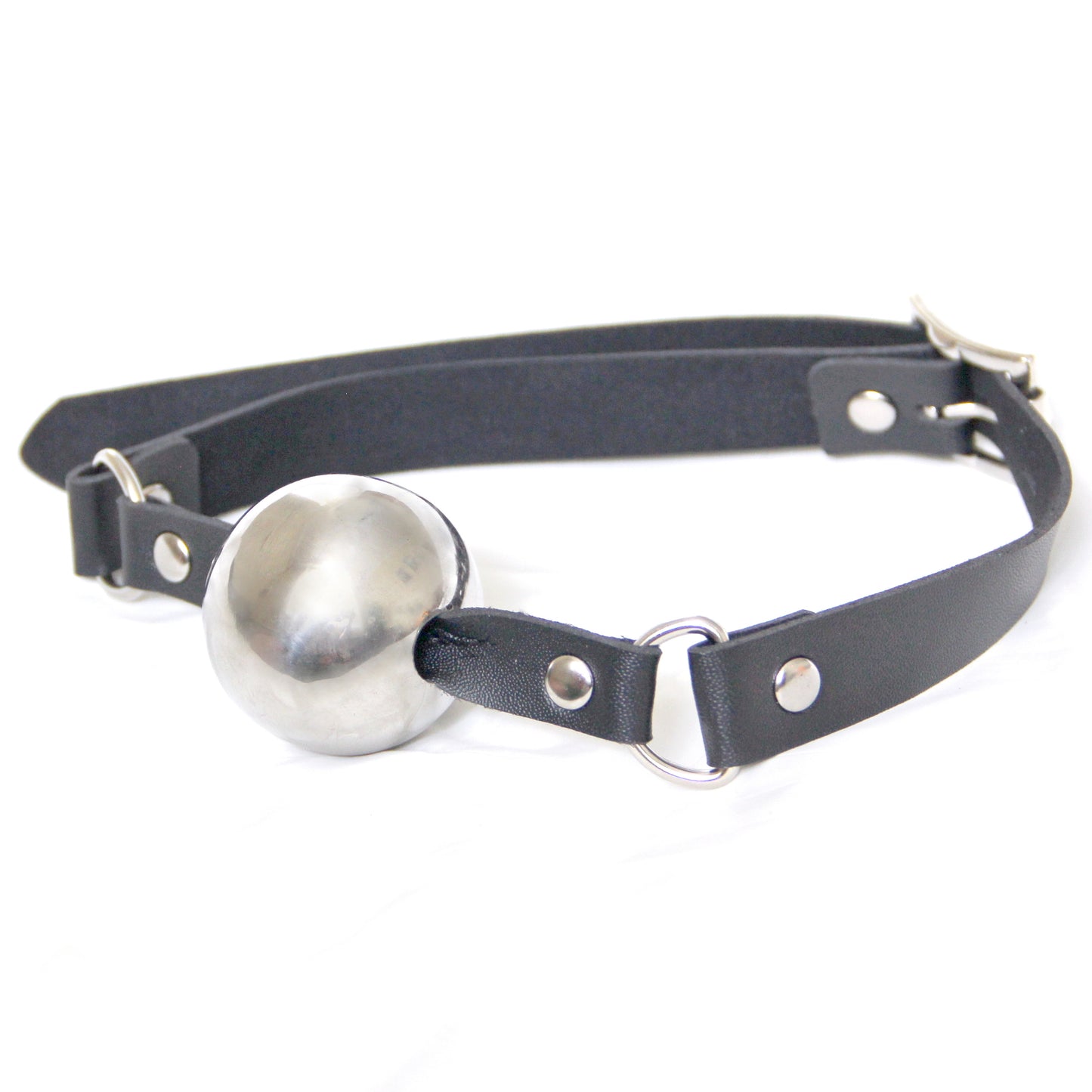 Custom Leather Ball Gag – Vegan BDSM Mouth Gag with Stainless Steel. Adjustable Fetish Bondage Toy