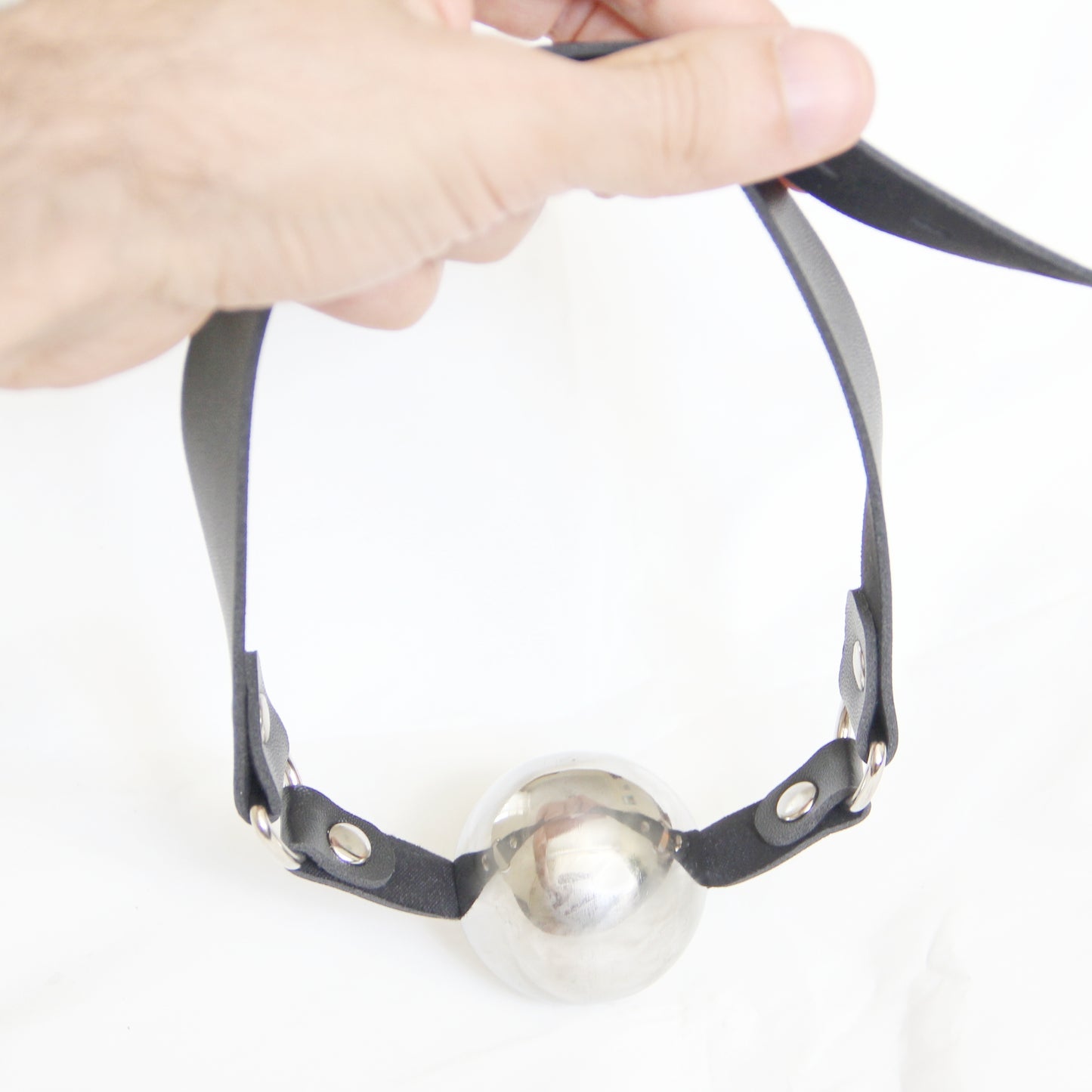 Custom Leather Ball Gag – Vegan BDSM Mouth Gag with Stainless Steel. Adjustable Fetish Bondage Toy