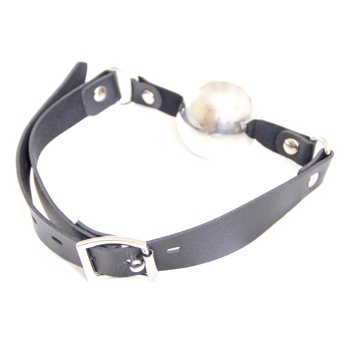 Custom Leather Ball Gag – Vegan BDSM Mouth Gag with Stainless Steel. Adjustable Fetish Bondage Toy