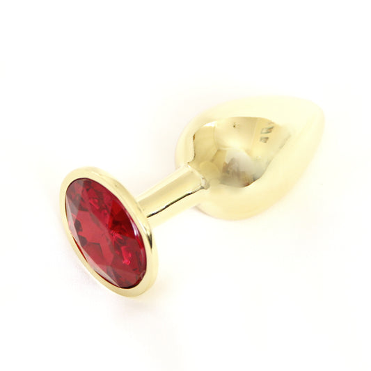 Luxury Red Crystal Anal Plug – Gold-Plated Stainless Steel Butt Plug for Intense Pleasure